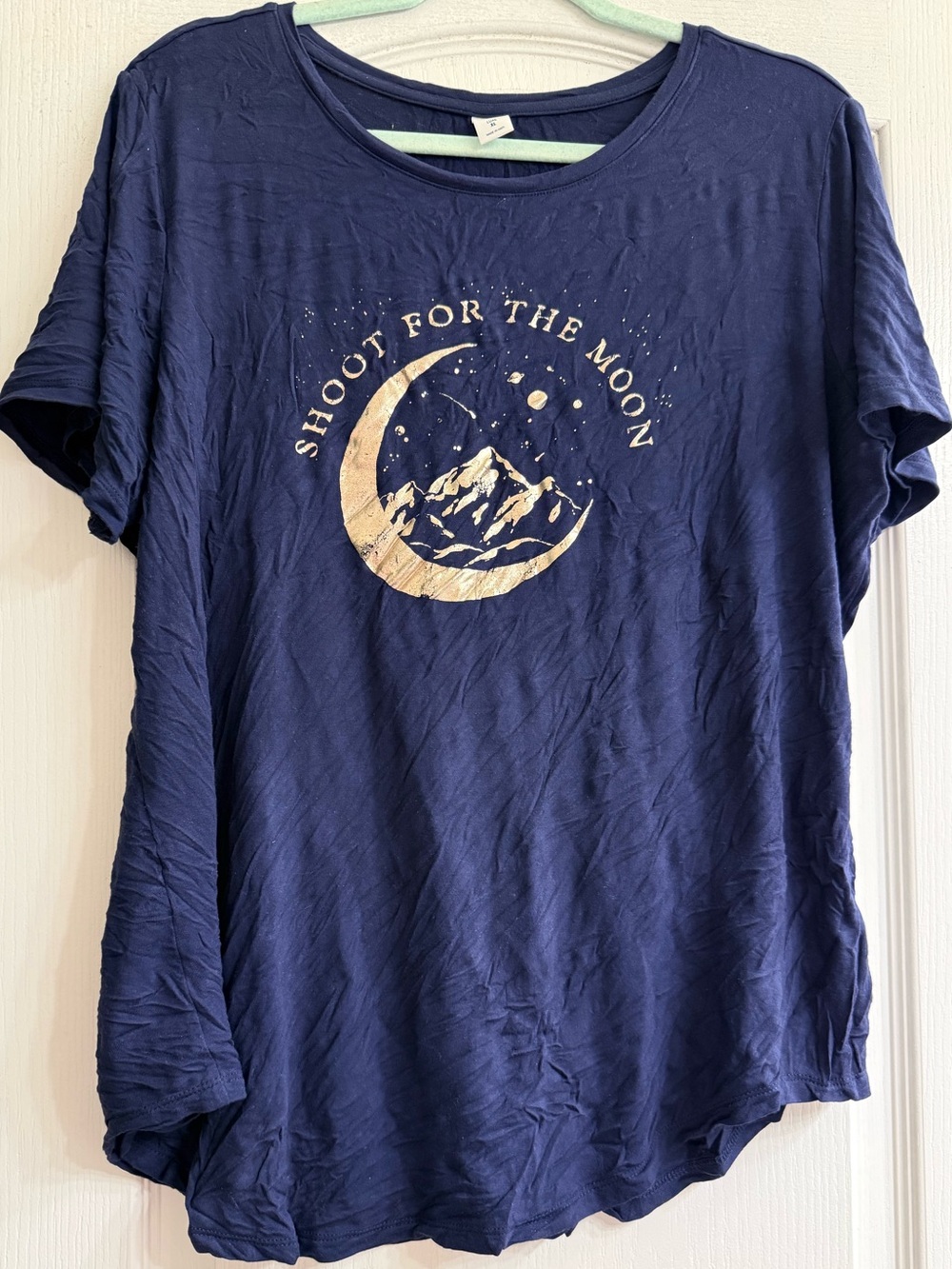 Old Navy Blue ‘Shoot for the Moon’ Luxe Crew-Neck Graphic T-Shirt - size XL